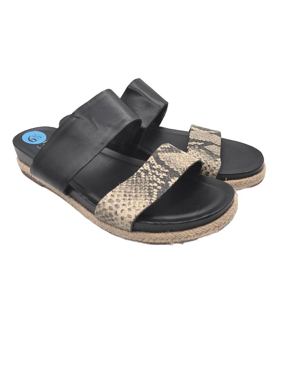 Franco Sarto Womens Sandals Slip On Black Gray Size 6.5 Preppy Minimalist office